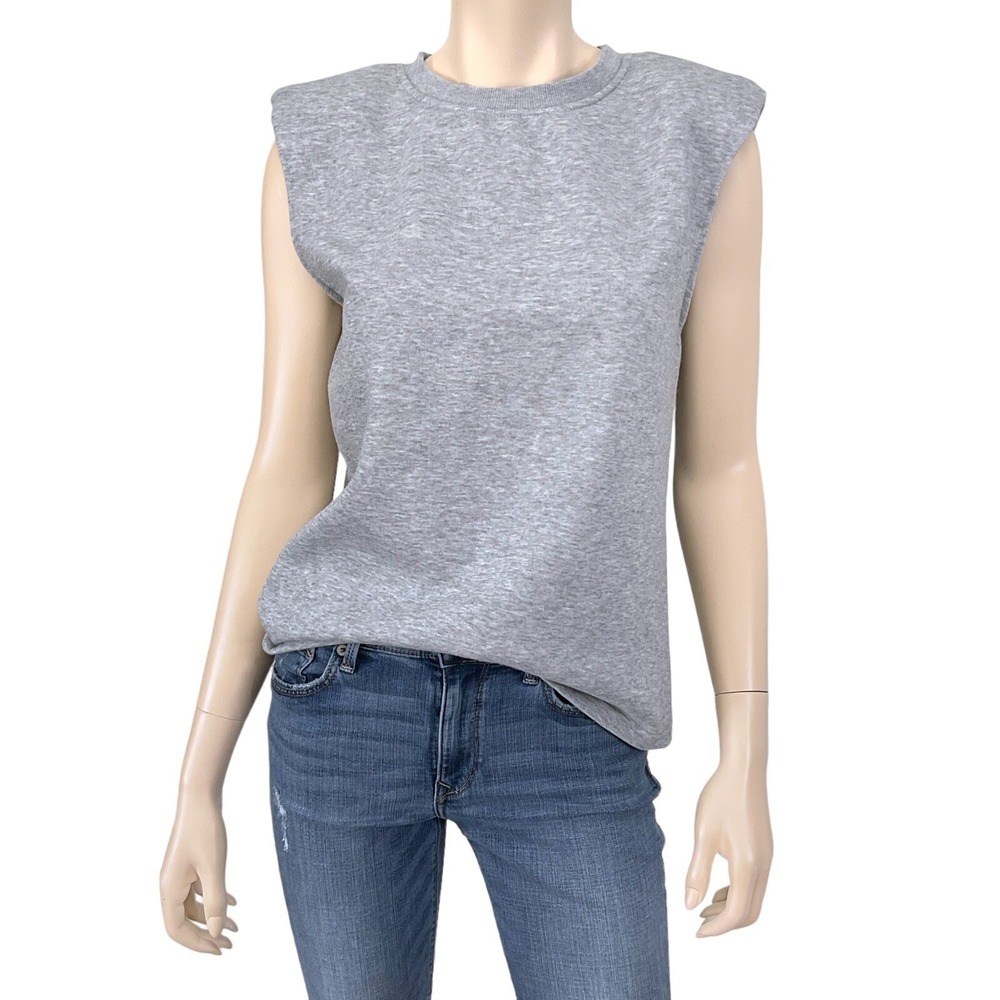 Vero Moda Sweatshirt Women Medium Gray Sleeveless Muscle Shoulder Pad NWT